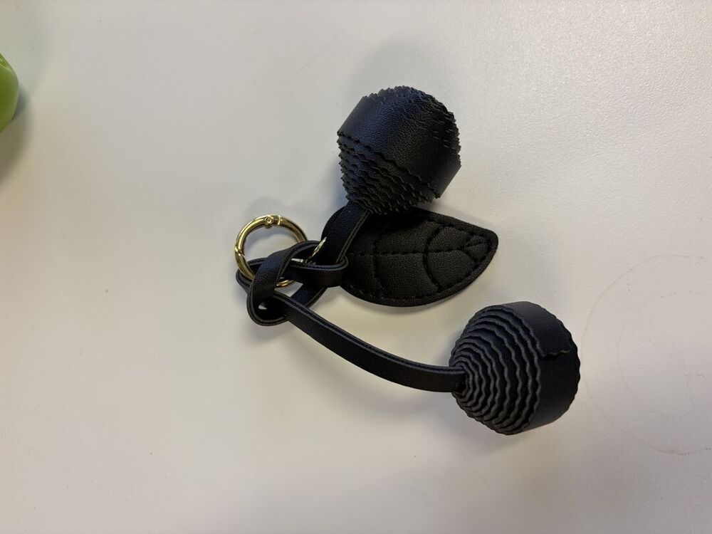 Black Leather Cherry Bag Charm